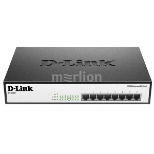 Коммутатор D-Link <DES-1008P+/A1A>  8-port Desktop Switch with 8-port PoE (8UTP, 10/100Mbps, 140Вт)