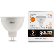 Лампа Gauss LED Elementary MR16 11W 850Lm GU5.3 3000K/LD13511
