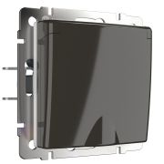 Розетка   Frame  WL07-SKGSC-01 с/з крышкой с/усеро-корич.( глян/ник)