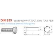 Болт с шестигран головкой и полной резьбой 10x60mm   DIN933