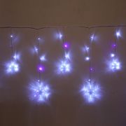 Гирлянда «Бахрома» Ш:2,5 м, В:0,6 м/0,9 м,  130LED,220V,  СНЕЖИНКА,  Белый, синий, мерцает (130-303)