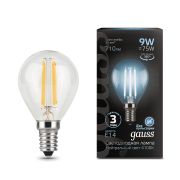 Лампа Gauss LED  Filament шар  9W 710Lm E14 4100K 105801209