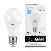 Лампа Gauss LED Elementary А60 20W 1750Lm E27 6500K 23239