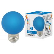 Лампа LED-G60-3W/BLUE/E27/FR/С W синяя ТМ Volpe 1557