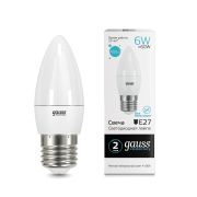 Лампа Gauss LED Elementary Свеча 6W 450Lm E27 4100K 33226