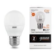 Лампа Gauss LED Elementary Шар 6W 420Lm E27 2700 53216