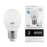 Лампа Gauss LED Elementary Шар 6W 450Lm E27 4100K 53226