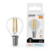 Лампа Gauss LED Filament Elementary Шар 10W 650Lm E14 2700K 52110