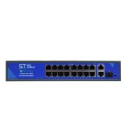 Источник питания ST-S165POE(2G/1S/250W/A)PRO, Switch POE 16-ти портовый,для обеспечения  проводных сетей напряжением 48В, защита от КЗ, Extend 250м., AI PoE, AI VLAN, Грозозащита, PoE порты: 16 х (10/100 Мбит/с), UpLink порты: 2 х (10/100/1000 Мбит/