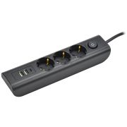 Удлинитель Modern У03В с/з, 2м,16А USBx3, 3гн черный