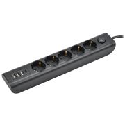 Удлинитель Modern У05В с/з, 2м,16А USBx4 5гн черный