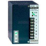 БП PS-24120/I - (27105) промышленный  DC24V, 5A (120W). Диапазон входных напряжений: AC100-240V. КПД: 81%. Регулировка выходного напряжения в диапазоне 22-26V. Защита от короткого замыкания, перенапряжения и перегрузки. Конвекционное охлаждение. Мон