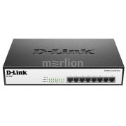 Коммутатор D-Link <DES-1008P+/A1A>  8-port Desktop Switch with 8-port PoE (8UTP, 10/100Mbps, 140Вт)
