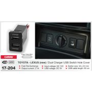 USB разъем в штатную заглушку TOYOTA new/ 2 порта з/у 17-204